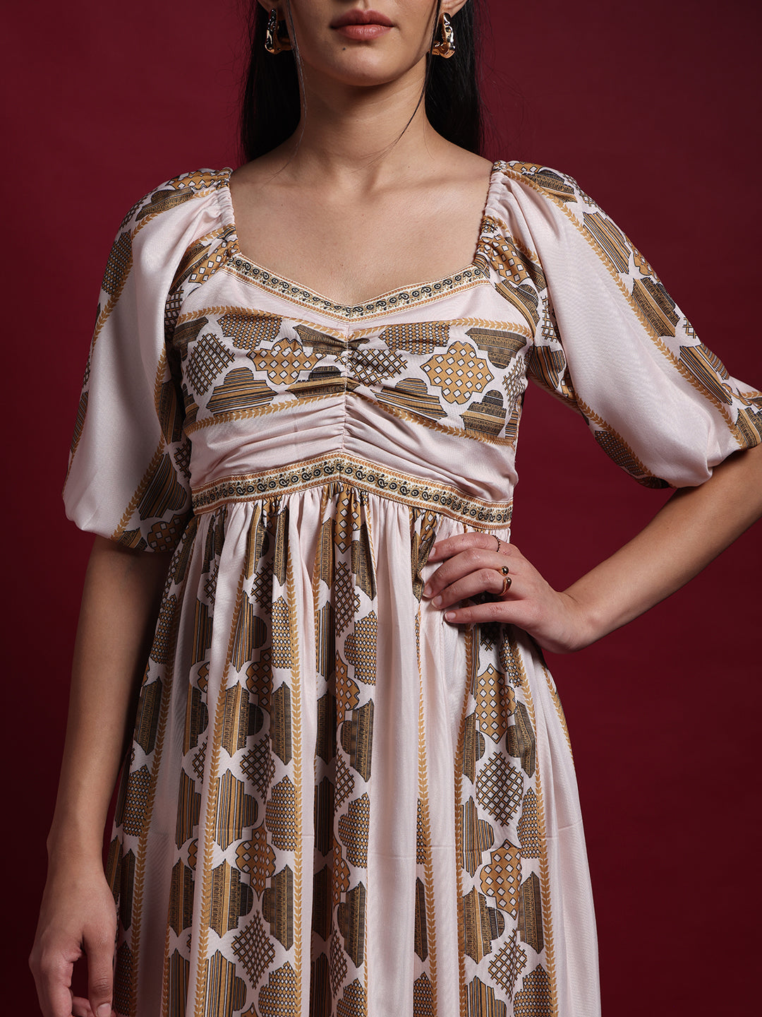 Pure Linen Cotton Round Neck Printed Top T-Shirt